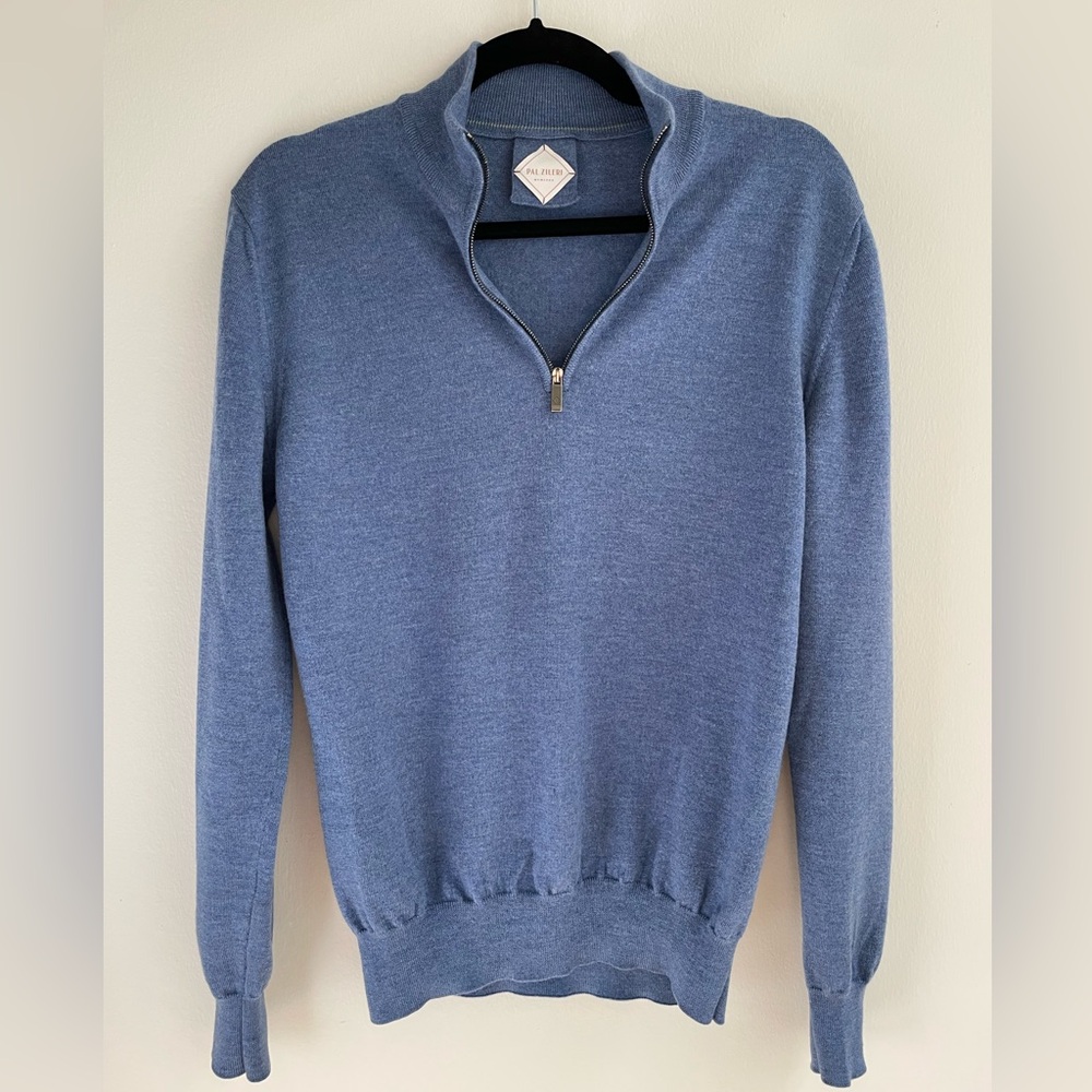 Pal Zileri Men's Blue Zip-Up Sweater